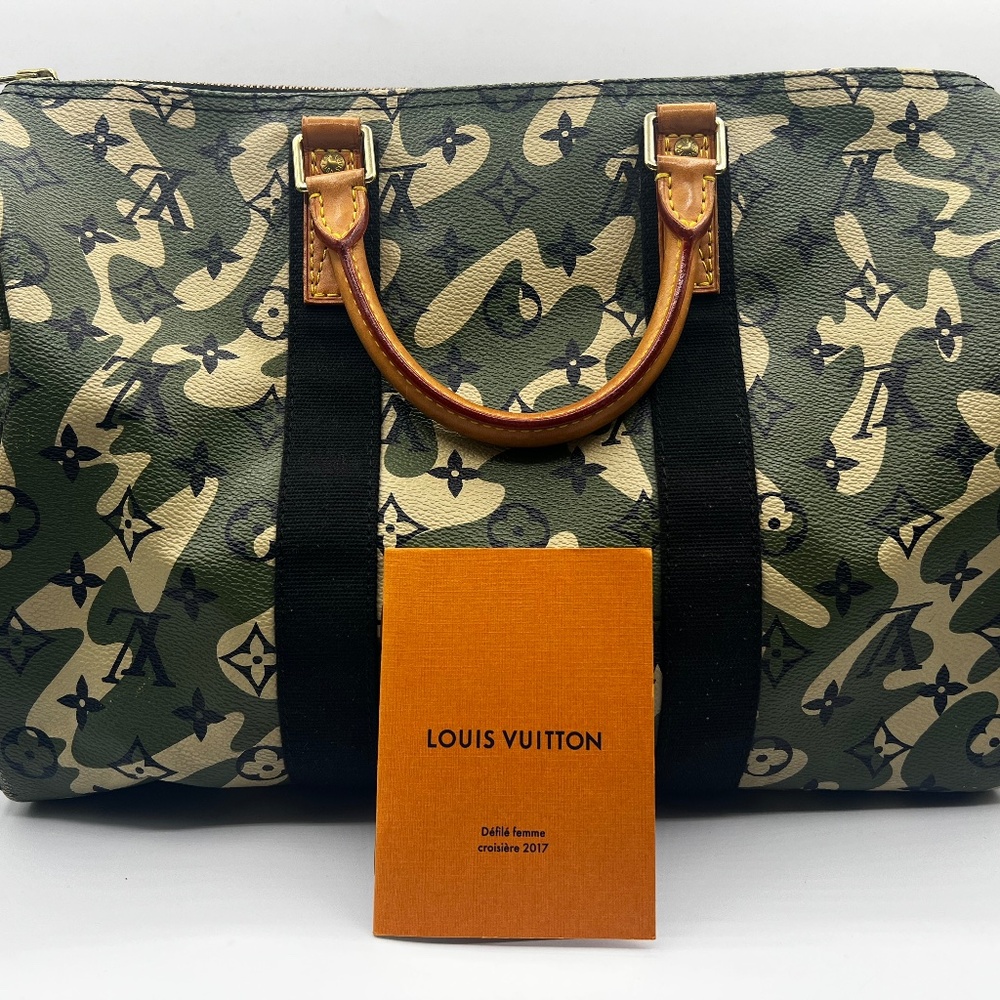 Louis Vuitton Takashi Murakami Camouflage Speedy 35 Keepall SELLING SUNSET SHOW